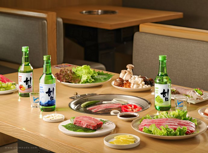 Soju drink Korean food Photography