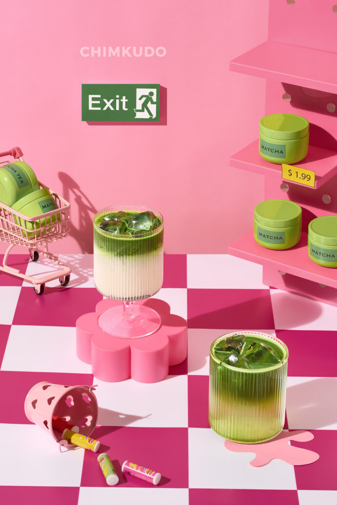 matcha drink minimature concept colorful