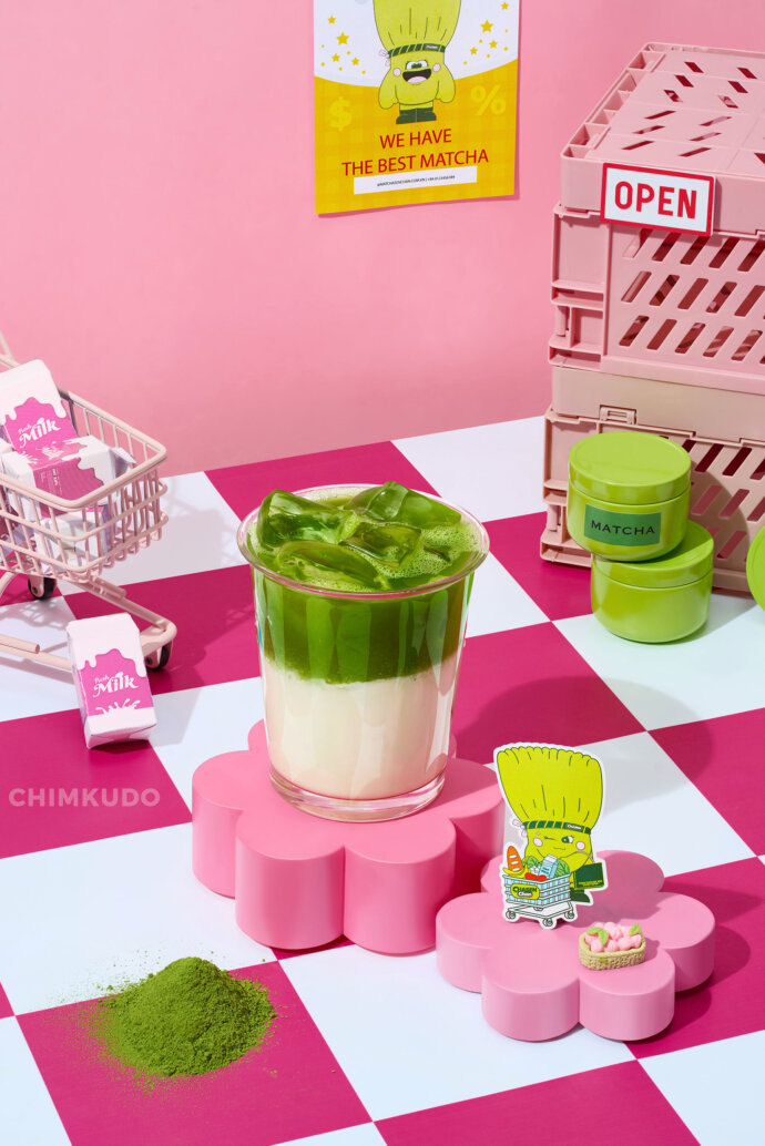 matcha drink minimature concept colorful