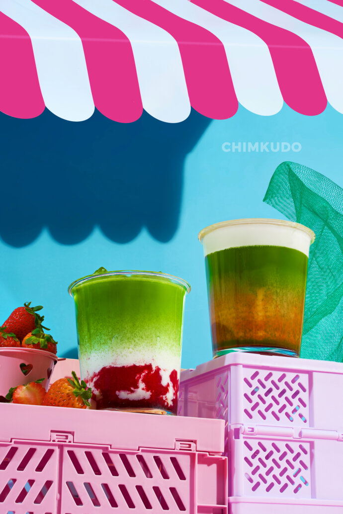 matcha drink minimature concept colorful