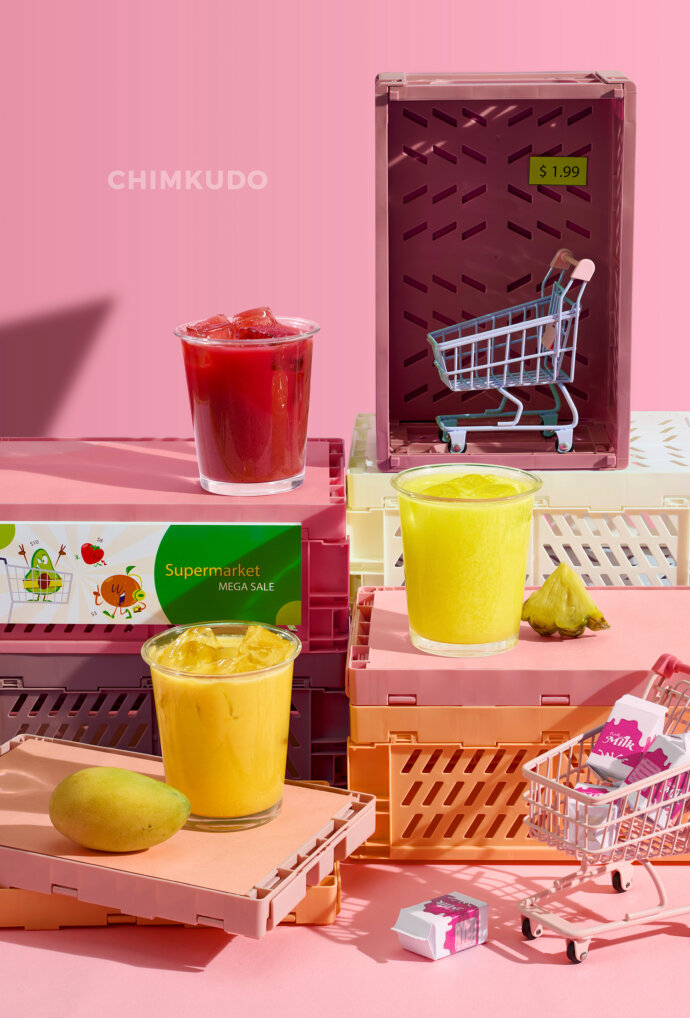 matcha drink minimature concept colorful