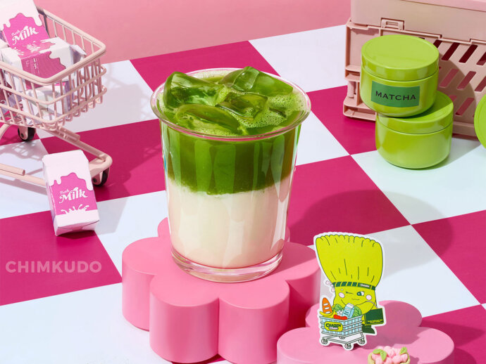 matcha drink minimature concept colorful